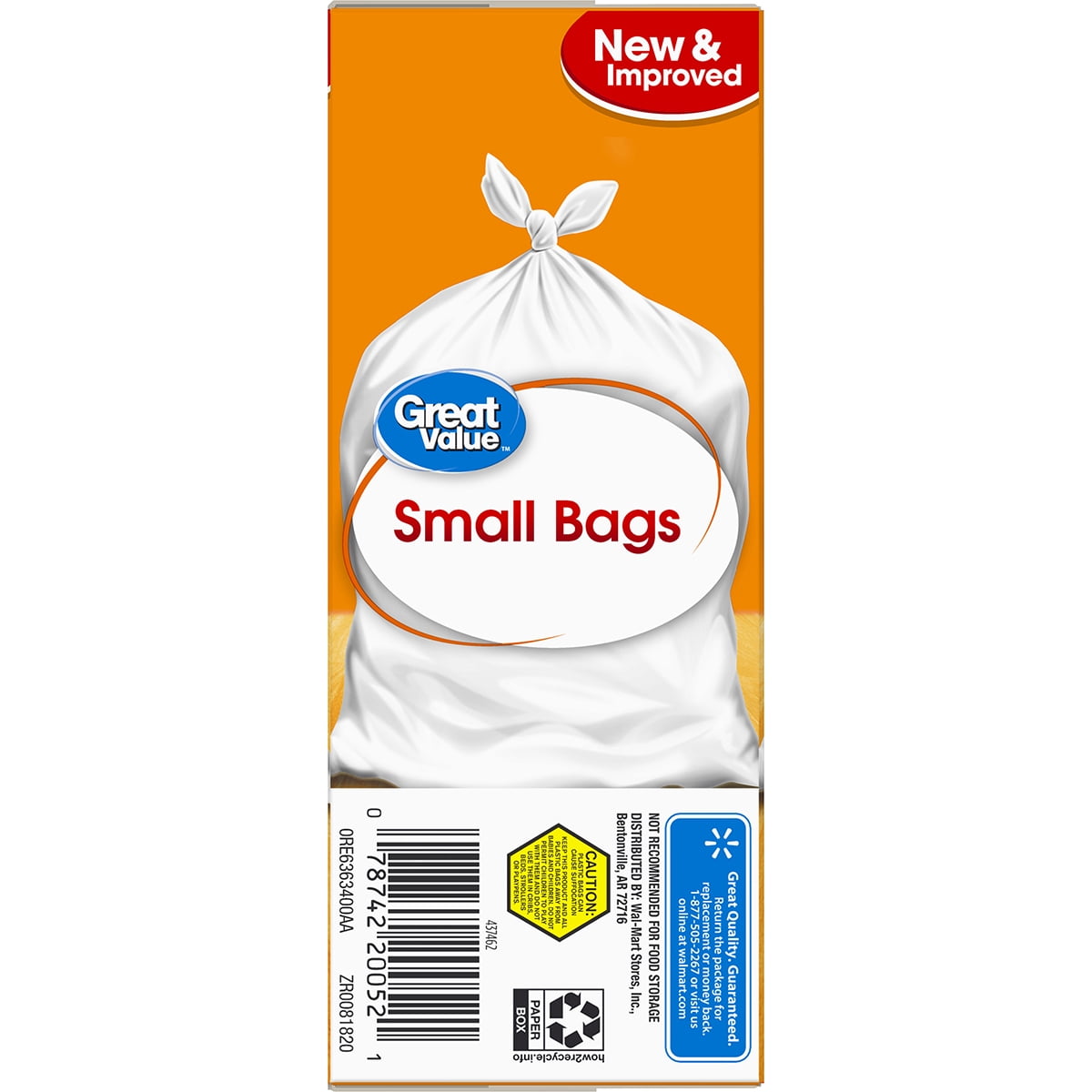 Great Value Small Kitchen Flap Tie Trash Bags, 4 Gallon, 36 Count