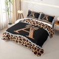 thumbnail image 3 of Manfei Leopard Print Letter A Bow Twin Quilt Set, Fashion Diamond Twin Coverlet Set for Girls Women, 3 of 7