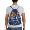 thumbnail image 2 of Kdxio Colorful Fall Leaves Print Drawstring Backpack Bag,Waterproof Draw String Back Sack, Gym Drawstring Bags Swim Bag For Unisex, 2 of 9