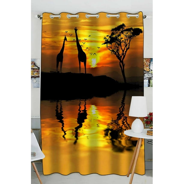 ABPHQTO African Sunset Grommet Blackout Curtain Room Darkening Curtains