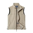 thumbnail image 2 of BRGZLK Men Waistcoat Solid Color Mesh Lining with Inner Pocket Work Vest Sleeveless Multi Pocket Fall Winter Outdoor Photography Coat Khaki XXXXXL, 2 of 4