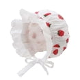 thumbnail image 4 of Wxirdiow Infant Girl Sun Hats Baby Girl Soft Breathable Bonnet Newborn Infant Eyelet Beanie Sun Hat with Lace Ruffle Trim Red Size,0-2 Years, 4 of 7