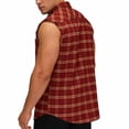 thumbnail image 4 of BLTIBY Men's Sleeveless Plaid Tank Tops Button Down Casual Cowboy Vest Shirts with Pockets Watermelon Red L, 4 of 9