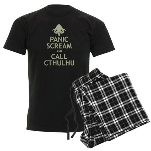 CafePress - Panic Scream And Call Cthulhu Men's Dark Pajamas - Men's Dark Loose Fit Cotton Pajama Set