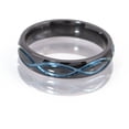 thumbnail image 4 of 5mm Half-Round Black Zirconium Ring with the Infinity Symbol Anodized in Blue, 4 of 4