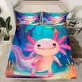 thumbnail image 2 of Erosebridal Kawaii Axolotl Twin Sheet Sets, Blue Pink Bed Sheets Twin, Lake Lotus Bedding Twin Size, Ultra Soft Bedroom Decoration, 3-Piece, 2 of 7