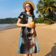 thumbnail image 4 of Balery Playful Smile Cute Dog Vestidos sueltos de manga corta para mujer, vestidos de verano 2025, vestidos casuales de corte A con vuelo., 4 of 6