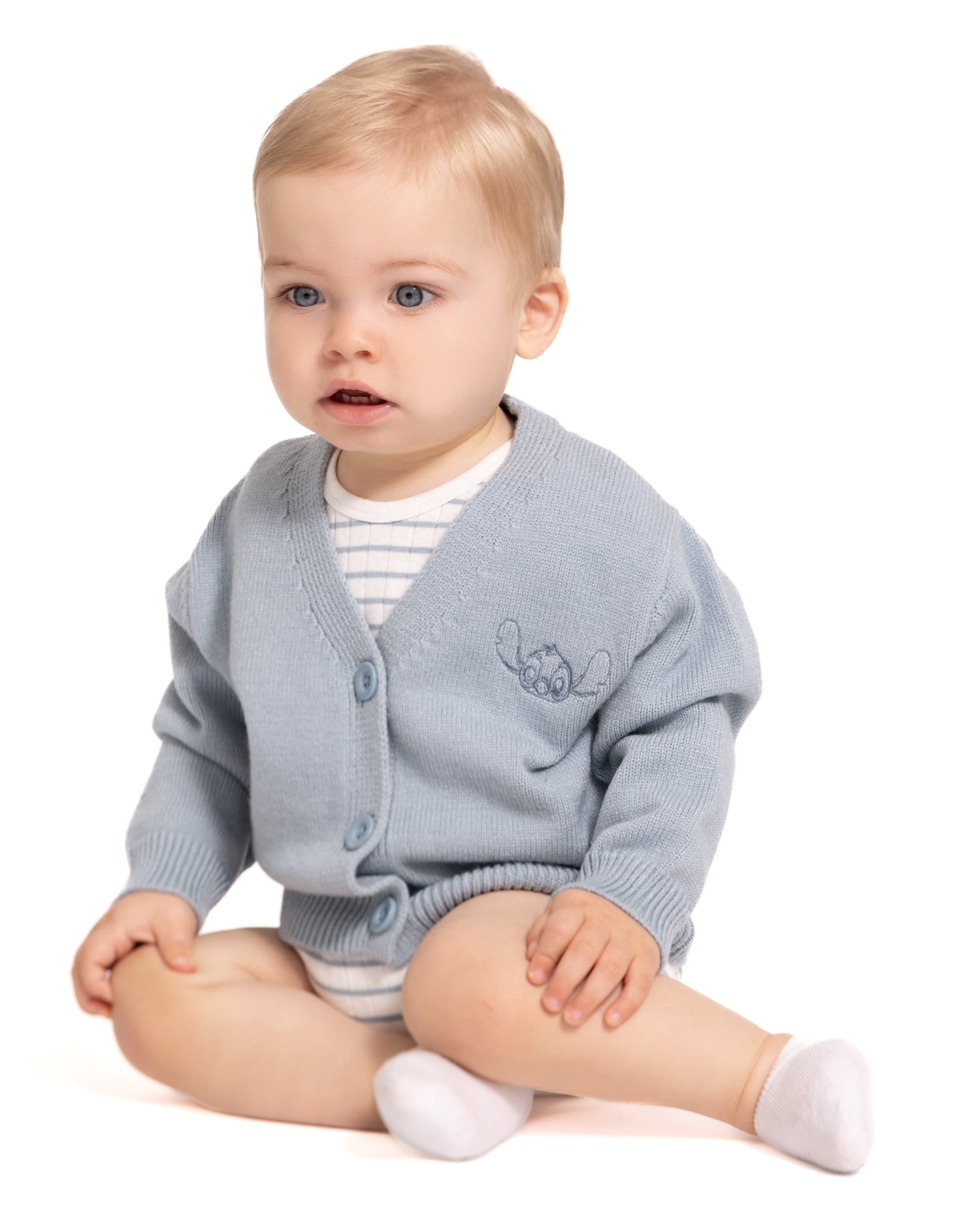 Disney Baby Wishes + Dreams Stitch Embroidered Cardigan with Long Sleeves, Sizes 0/3M-18M