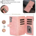 thumbnail image 4 of Wallet Case for Samsung Galaxy A14 5G, 9 Card Holder Slots Zipper Pocket Handbag Case Magnetic Closure Kickstand with Wrist Strap TPU Shockproof Flip Case - Retro Pink, 4 of 15