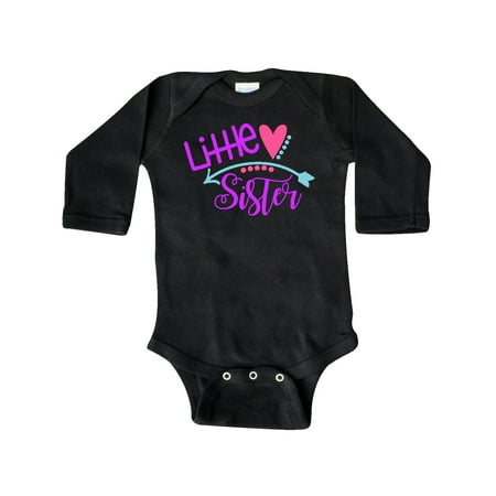 

Inktastic Little Sister Heart and Arrow Gift Baby Girl Long Sleeve Bodysuit