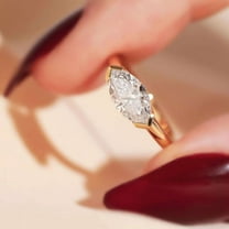 Jewelerix 1 CT Marquise Cut Bridal Moissanite Engagement Ring Set 14K Rose Gold Plated Diamond Wedding Promise Gift