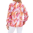 thumbnail image 4 of Fantaslook Floral V Neck Blouses for Women Loose Lined Flowy Shirts Trendy Smocked Cuff Long Sleeve Tops, 4 of 9