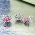 thumbnail image 3 of Gem Stone King 925 Sterling Silver Pink Moissanite Stud Earrings with Removable Jackets for Women (1.28 Cttw, Gemstone Birthstone, Oval 6X4MM), 3 of 3
