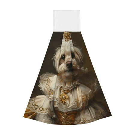 

Horeoi Regal Dog In Royal Attire Print Coral Fleece Microfiber Hanging Hand Towel Absorbent Hand Towel Quick Dry Thicken Cleaning Cloths Wipes Rags for Kitchen & Bathroom