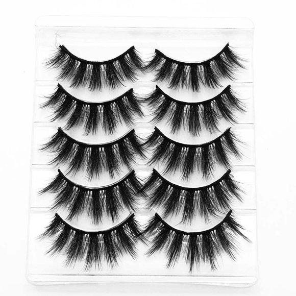 Xihbxyly Pestañas Naturales, Pestañas Negras Gruesas Hechas a Mano, Realza El Maquillaje de Ojos de Larga Duración, Fácil Aplicación y Eliminación, Uso Diario y para Fiestas, Mirada Atractiva, 5 Pare