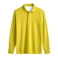 thumbnail image 7 of Hearthz S-4XL Mens Polo Shirt V-Neck Collared Long Sleeve Shirts for Men Cotton Big and Tall Mens Solid Color T Shirts Yellow L, 7 of 7