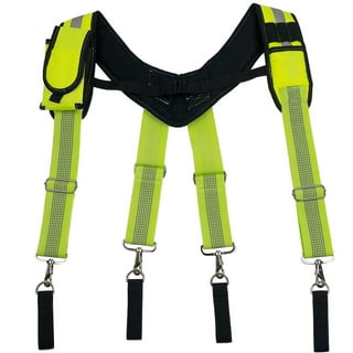 Melo Tough Padded Suspenders |Tool Belt Suspenders with Movable Phone Holder Tape Holder Pencil Holder Adjustable Straps, Suspenders Loop Heavy Duty
