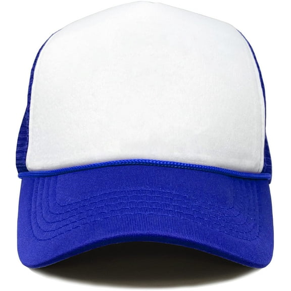 Snapback Trucker Hat - White/Royal Blue