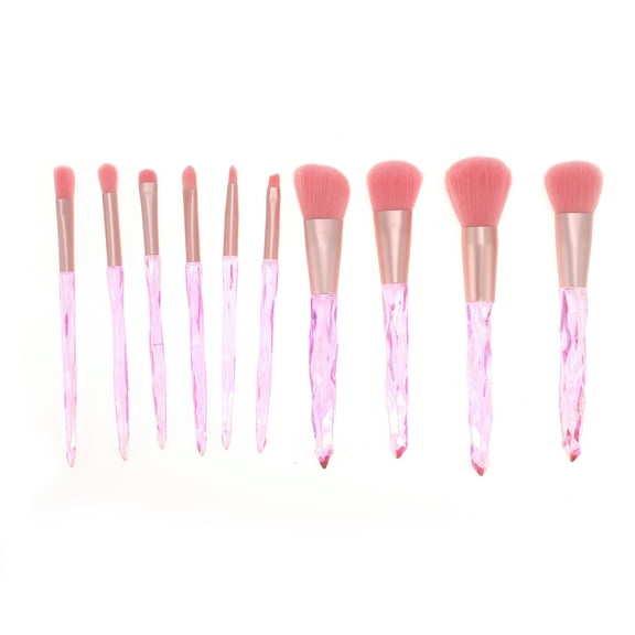Unique Bargains 10 Pcs Lightweight Makeup Brush Set for Business Travel Artificial Fiber Wool Plastic Pink