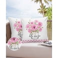 thumbnail image 6 of Pack of 2 Outdoor Pillow Covers, Myosotis Forget Me Not Flower in Glass Bottle Pink Plaid Waterproof Square Throw Pillowcase Cushion Decorative Pillow Covers for Couch Patio Tent, 24x24 in, 6 of 6