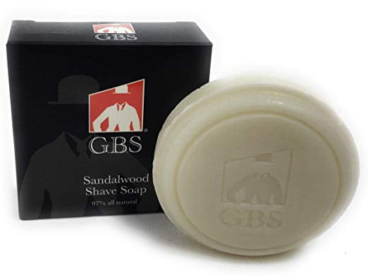 'GBS Men's Sandalwood Shaving Soap 97% All Natural Enriched with Shea Butter and Glycerin, Creates Rich Lather Form, 3 Oz Pack of 1(1 Sandalwood Round Shaving Soap) '