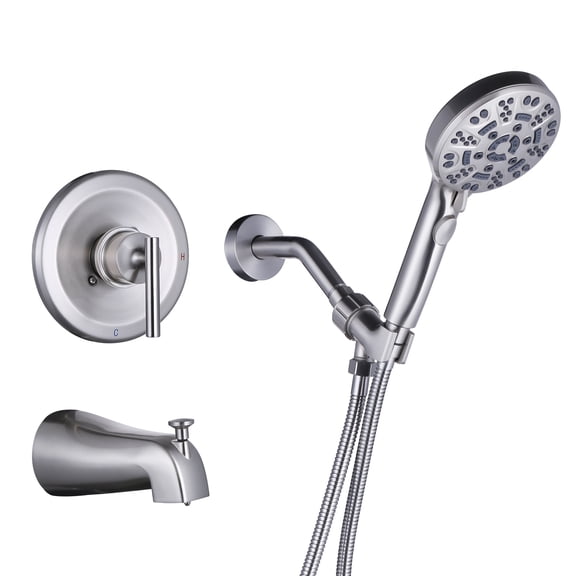 Wowow Single Handle 8-Spray Shower Faucet 1.8 GPM with Handheld Shower and Tub Spout High Pressure in Brushed Nickel