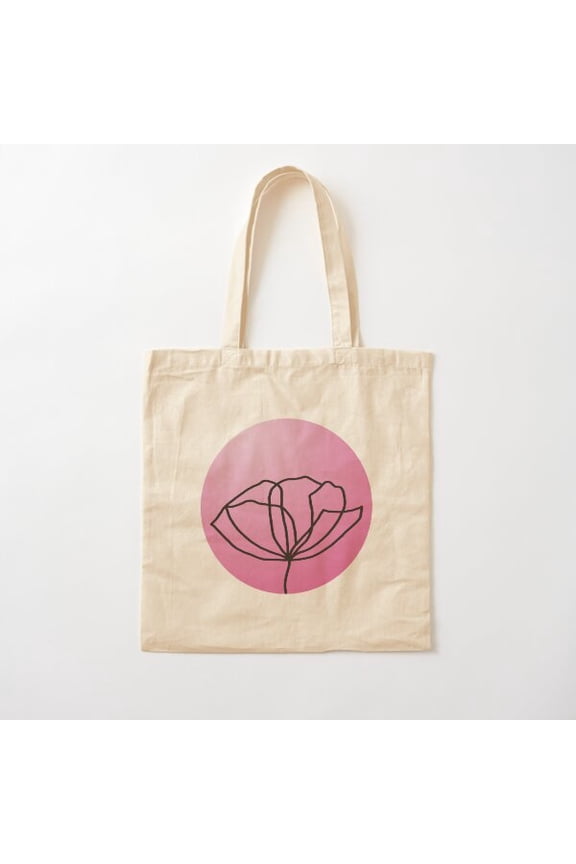 Peony Circle Canvas Tote Bags, Reusable Shopping Bag