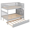 thumbnail image 5 of imerelez Full over Full Bunk Bed with Trundle and Staircase,Gray, 5 of 9