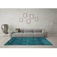 thumbnail image 3 of Ahgly Company Machine Washable Indoor Square Oriental Turquoise Blue Industrial Area Rugs, 5' Square, 3 of 4