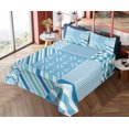 thumbnail image 4 of Ambesonne Chevron Fitted & Top Sheet Set with Shams, Zigzags Wavy Anchor, Turquoise Teal Blue, 4 of 5