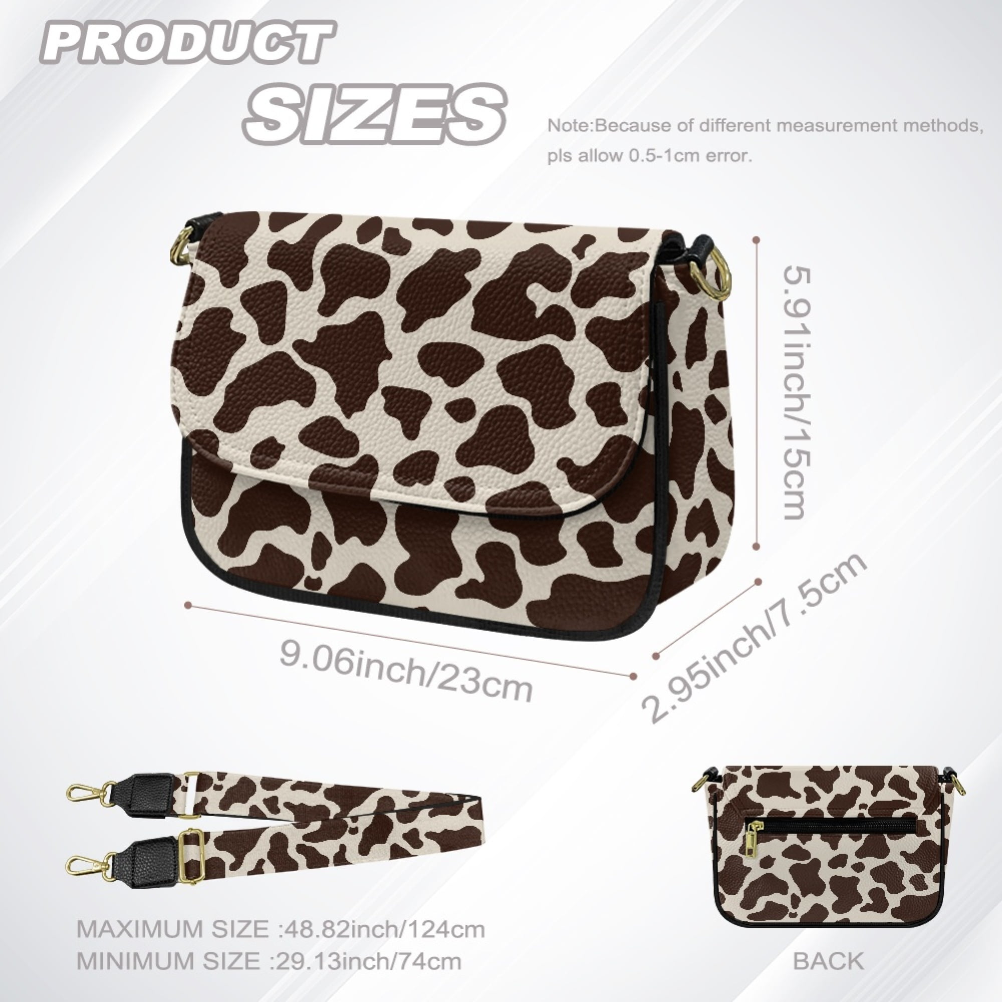 TSOVTHRID Beige Brown Cow Print Crossbody Purse for Women PU Leather Cell Phone Purse Trendy Crossbody Bags Handbags Shoulder Bag for Travel Party