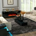thumbnail image 4 of Easoger 4-Piece Table Set Includes Modern Coffee Table, Spacious 36" Fireplace TV Stand and 2 LED Light Endtables, Simple Black Table for Living Room, Bedroom, Black, 4 of 11