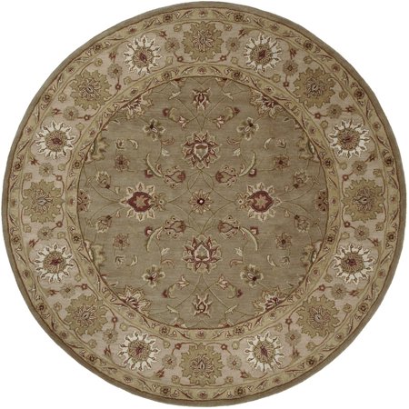 Surya Crowne Area Rug CRN-6010 Dark Tan Vines Leaves 8' x 8' Round