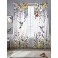 thumbnail image 2 of Watercolor Floral Sheer Curtains 84 Inch Length 2 Panels Set, Spring Daisy Sunflowers Wisteria Hummingbird Voile Window Treatment Curtains Sheers Drapes for Bedroom/Living Room/Kitchen 52"x84"x2, 2 of 7