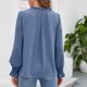 thumbnail image 4 of Blusa sólida de manga larga de otoño invierno de moda para mujer con cuello en V Ktie Rope Tops Fridja bvmnju4737, 4 of 5