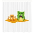 thumbnail image 2 of Ambesonne Comic Shower Curtain, Whimsical Alien Monsters Fun, 69"Wx84"L, Marigold Lime Green, 2 of 4