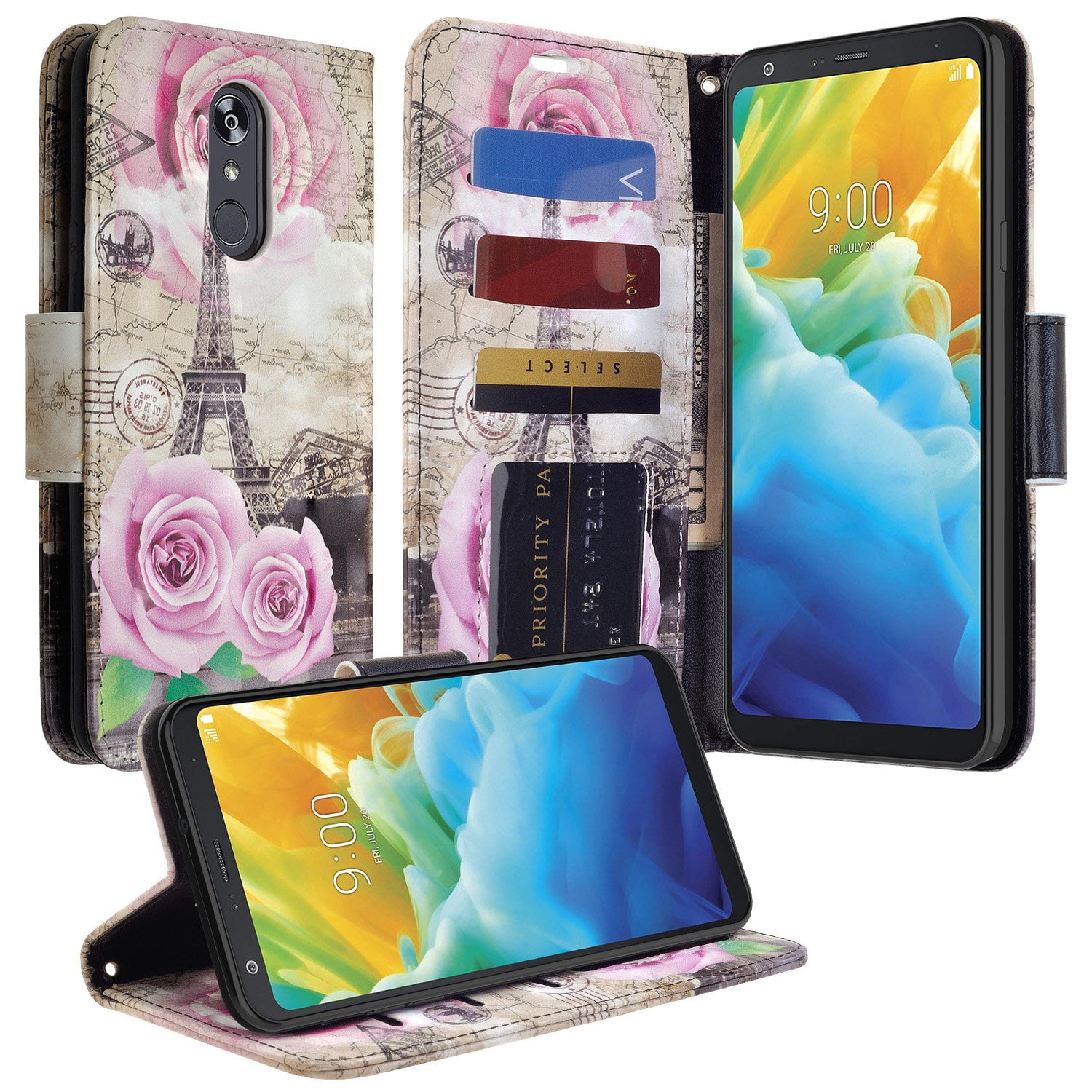LG Stylo 5 Wallet Case, Wrist Strap Pu Leather Wallet [Kickstand] with