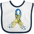 thumbnail image 3 of Inktastic Down Syndrome Awareness Blue and Yellow Hearts Ribbon Boys or Girls Baby Bib, 3 of 4