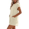 thumbnail image 6 of Stamzod Summer Rompers for Women Casual Short Sleeve Tshirt Short Jumpsuit Beach Vacation One Piece Outfits Beige L, 6 of 9