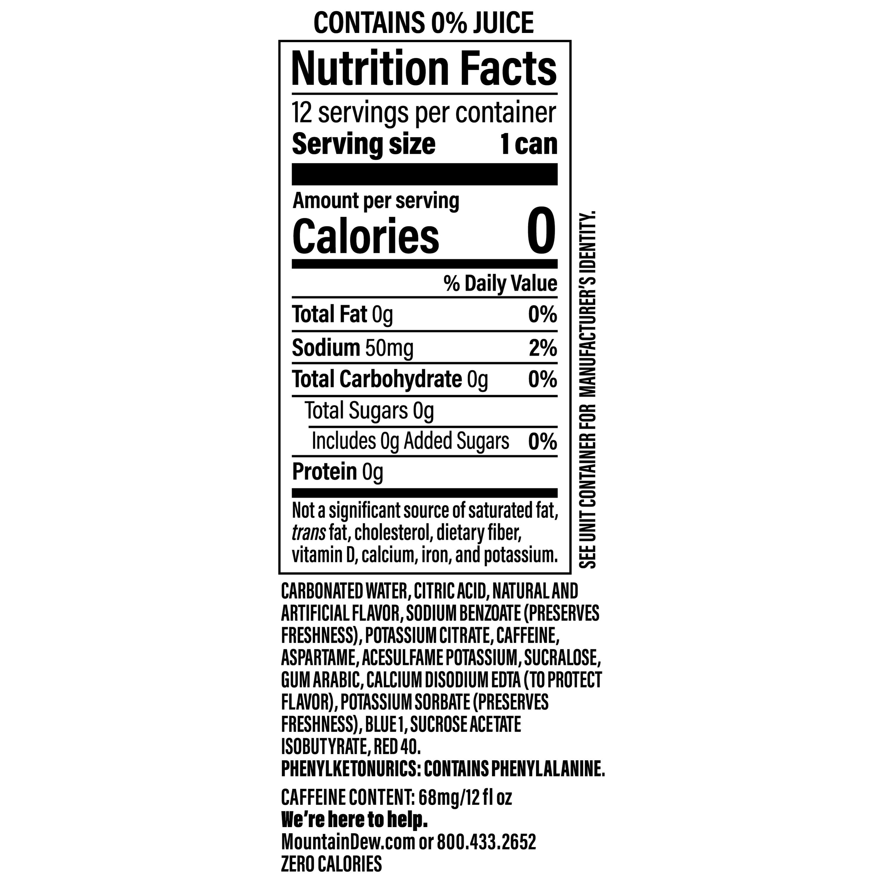 Mountain Zero Sugar Soda Pop,Summer Freeze 12 fl oz, 12 Pack