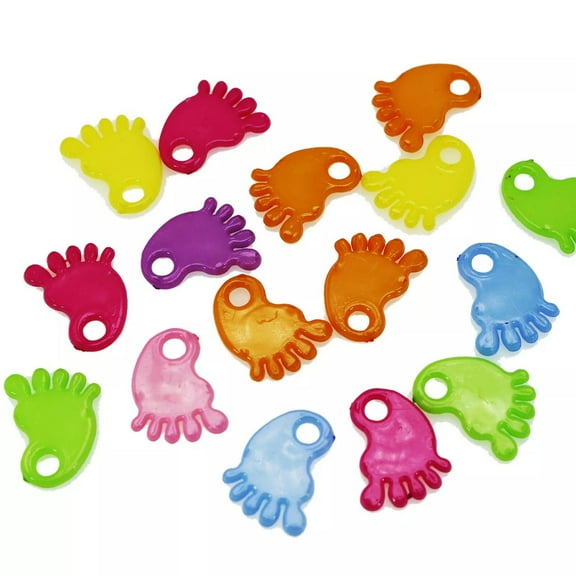 U8MO 200 Mixed Colour Plastic Cute Foot Beads Charm Pendant 19X16mm