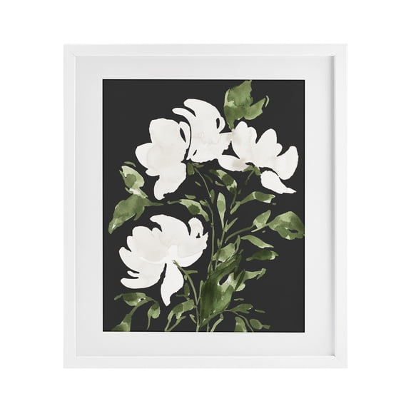 Stupell Industries Transitional White Over Black Floral White Framed Print Under Glass, 13 x 16, by Lucille Price