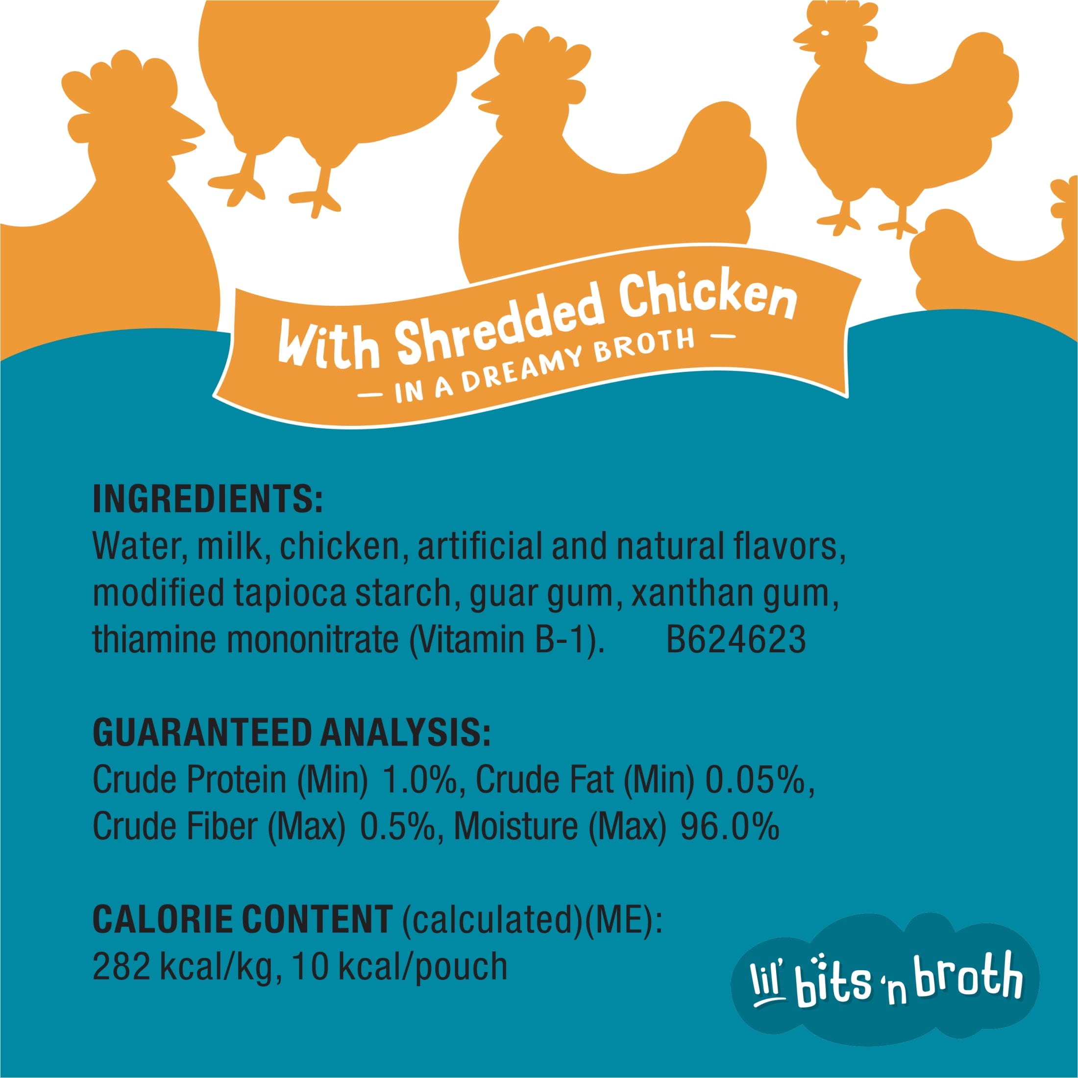 Purina Friskies Lickable Cat Treats Lil' Bits ‘n Broth with Shredded Chicken in a Dreamy Broth Cat Food Toppers, 1.2 oz Pouches, 16 Pack