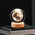 thumbnail image 1 of LED 3D Glass Ball Night Light 2.4 "Decoración Ornamento Lámpara de mesa Esfera Lámparas para aniversario, acción de gracias, cumpleaños, dormitorio, EstiloF Yinane Luz de noche, 1 of 8