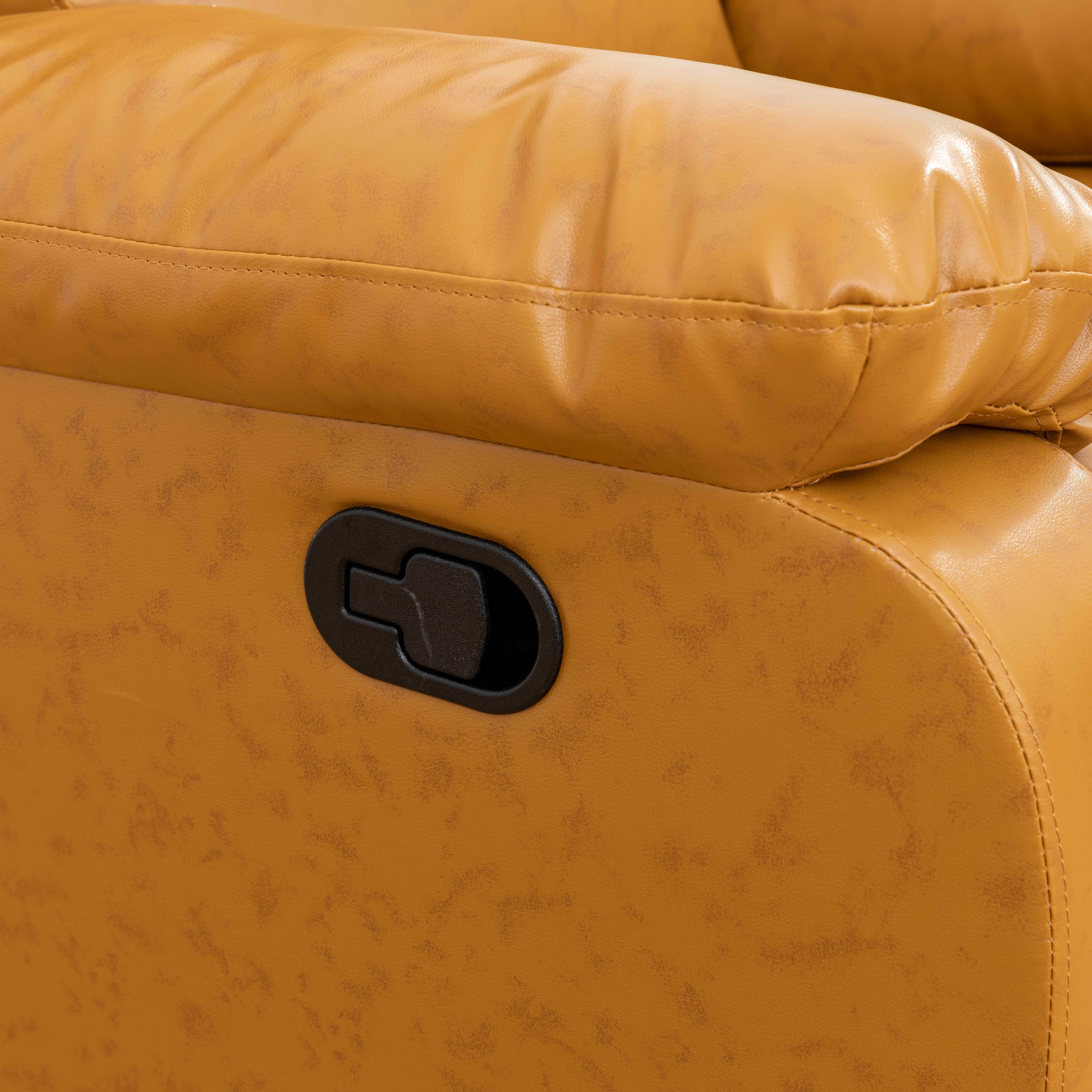 MAYEERTY 82 Inch Ginger 3-Seater Semi PU & PVC Sofa, Living Room Couch with Adjustable Backrest, Storage & Coffee Table