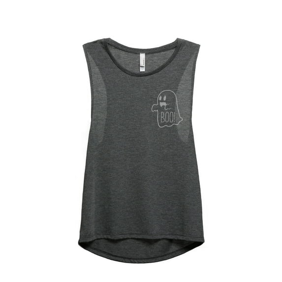 Thread Tank Ghost BOO Women's Sleeveless Muscle Tank Top Charcoal X-Large