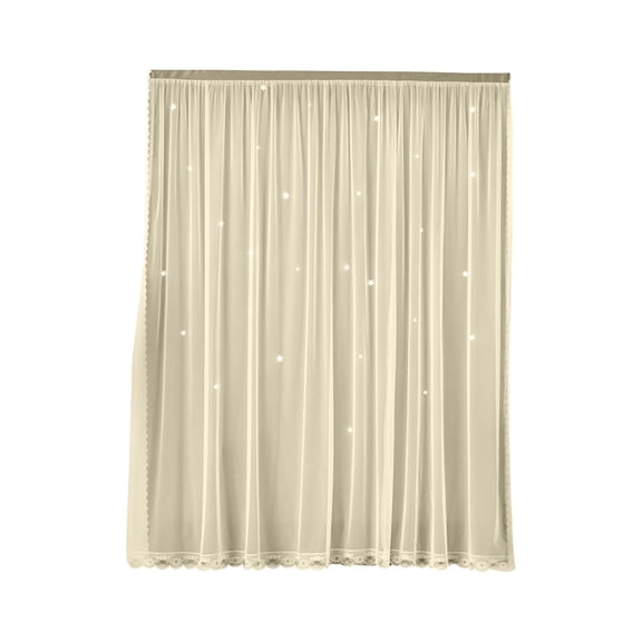 Blackout Star Curtains for Bedroom, Star Hollow Out Blackout Curtains for Kids Room,Double Layer Star Cut Out Window Decor,Nursery Curtains for Baby Girl Clearance,Curtain with Sheer Overlay