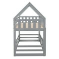thumbnail image 6 of Bellemave House Bunk Bed with Fence and Door, Wood Low Twin Over Twin Bunk Beds Frame with Roof, Floor Bunk Loft Bed for Bedroom (Gray), 6 of 8