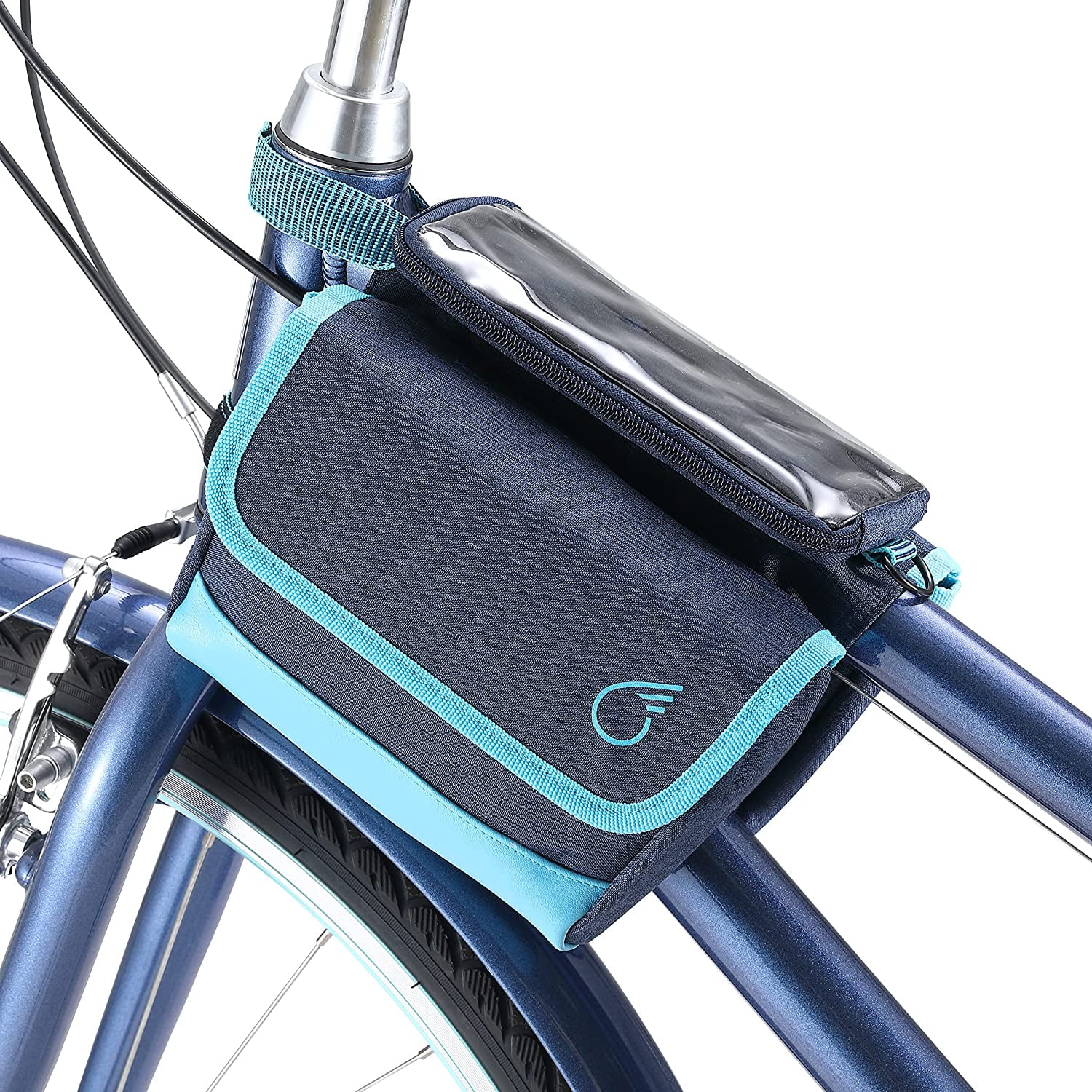 sixthreezero Bicycle Pannier Bag Rear Rack Trunk with Waterproof Front Frame, Double Sided, Phone Holder, Navy