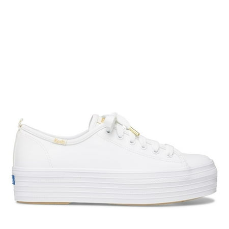 Image of Keds Women s Triple Up Leather Sneakers in White 7
